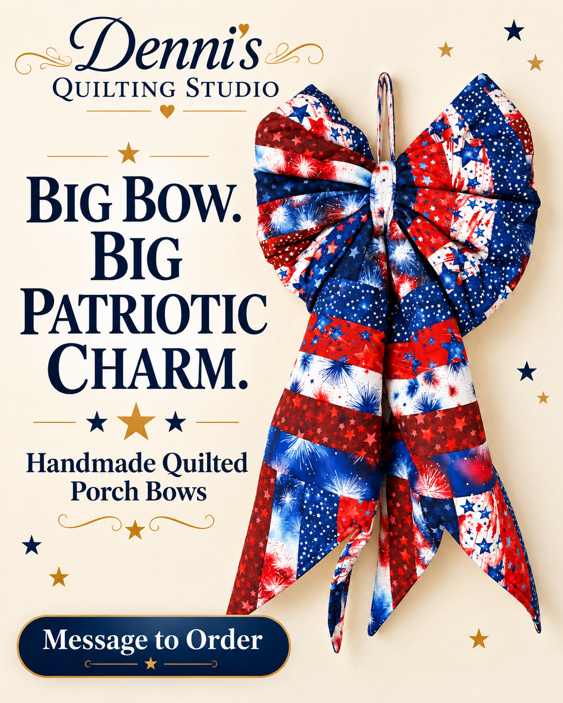 Handmade Giant Quilted Porch Bow