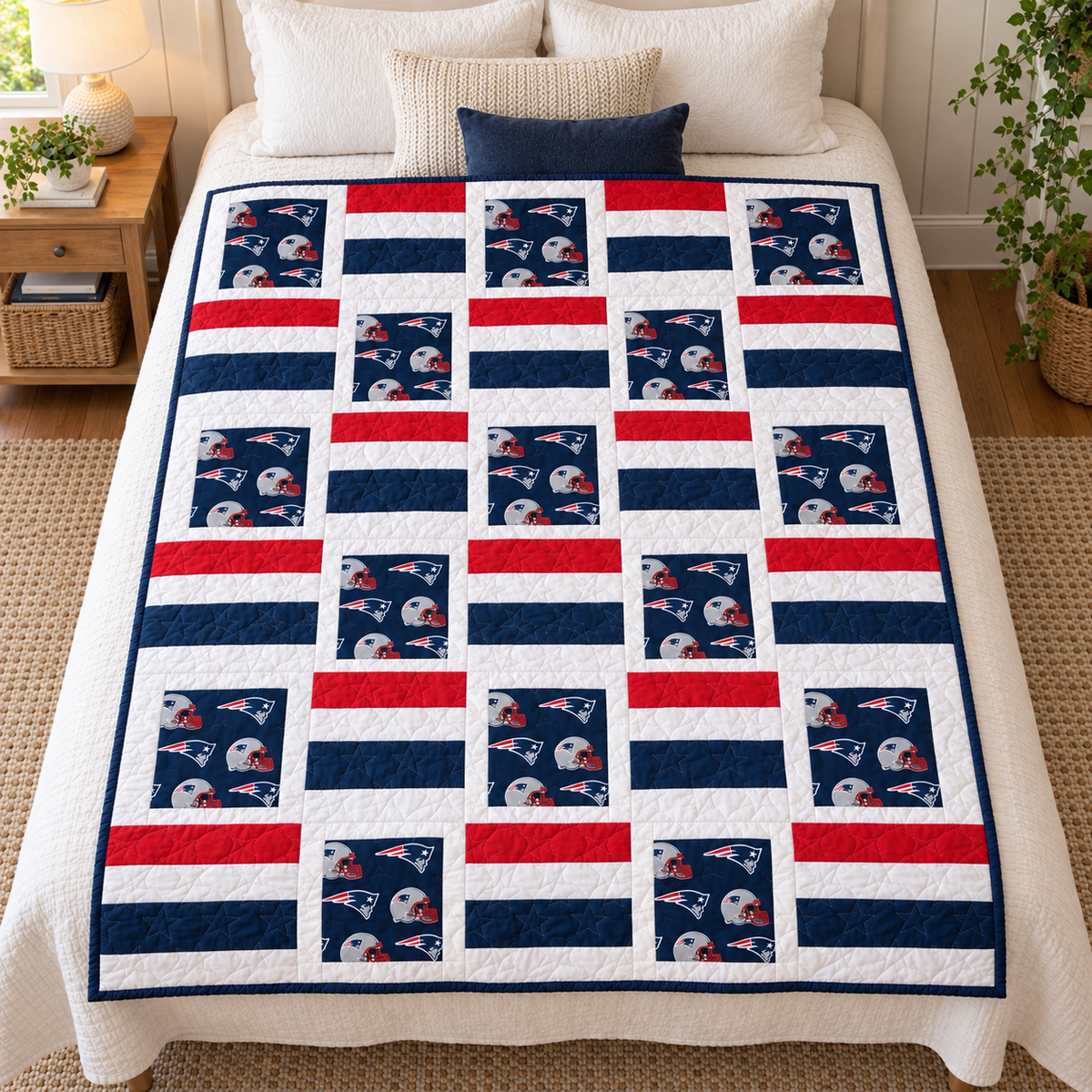 Red, White & Navy Team Spirit Quilt Pattern – PDF